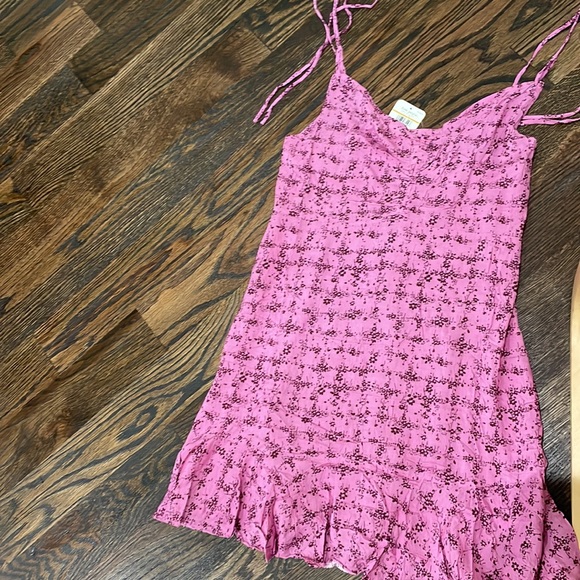 Free People Pink Caught Up Printed Slip Short Casual Dress - Picture 3 of 6